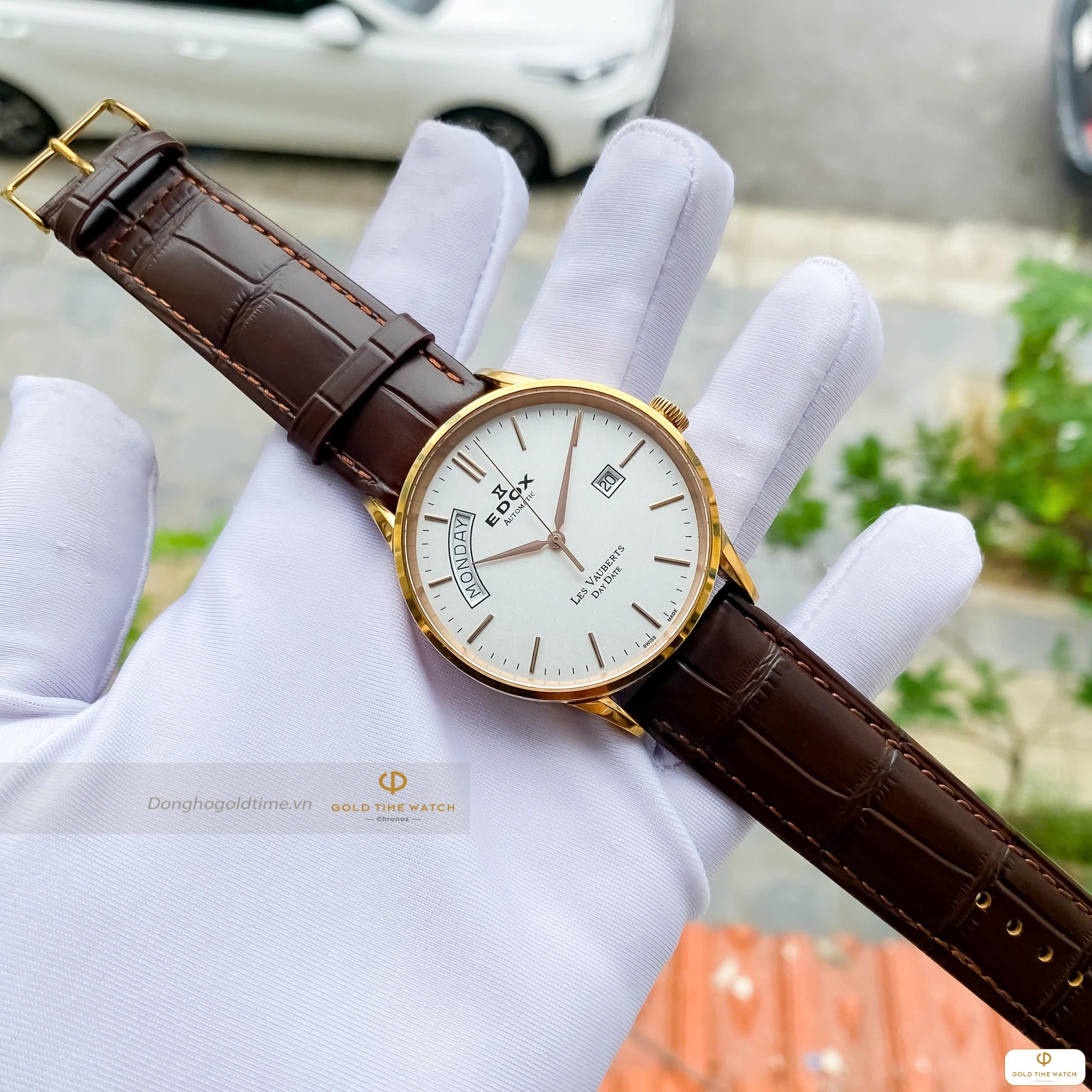 Đồng Hồ Edox Les Vauberts Day Date Automatic 83007-37R-AIR Used